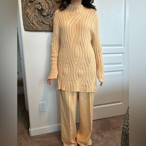 Neiman Marcus Tan Knit Sweater Set
